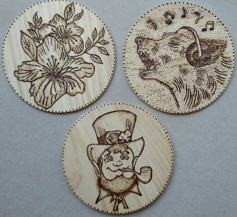 Decoração pirografia artesanal em madeira