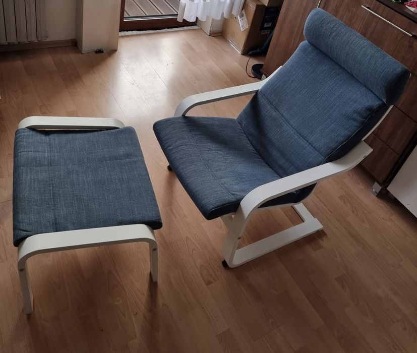 Fotel Ikea poang i podnóżek poang