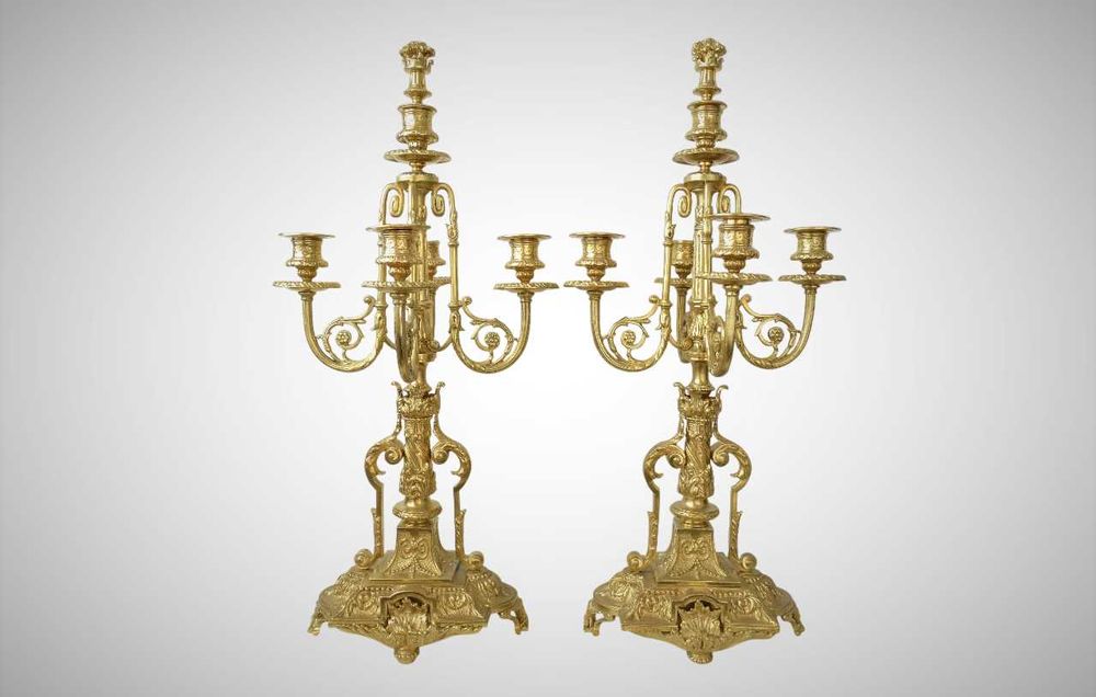 60 см Величні французькі бронзові канделябри в стилі Людовіка XVI