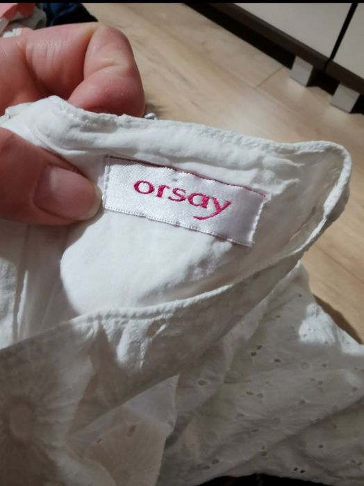 Sukienka dziewczynka biała Orsay elegancka 122/128 haft kwiatki