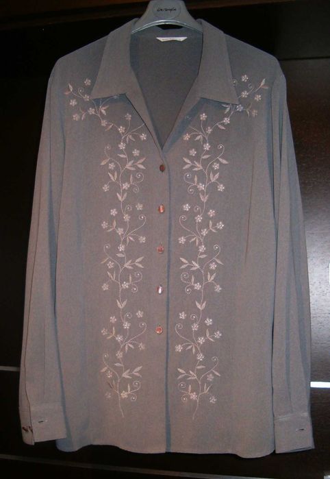 bluzka koszulowa damska taliowana 4XL  48 haftowana glamour styl retro