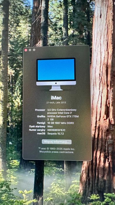 iMac 27" (2560 x 1440), Intel i7, 16GB RAM, 1TB SSD, Sequoia i Win11