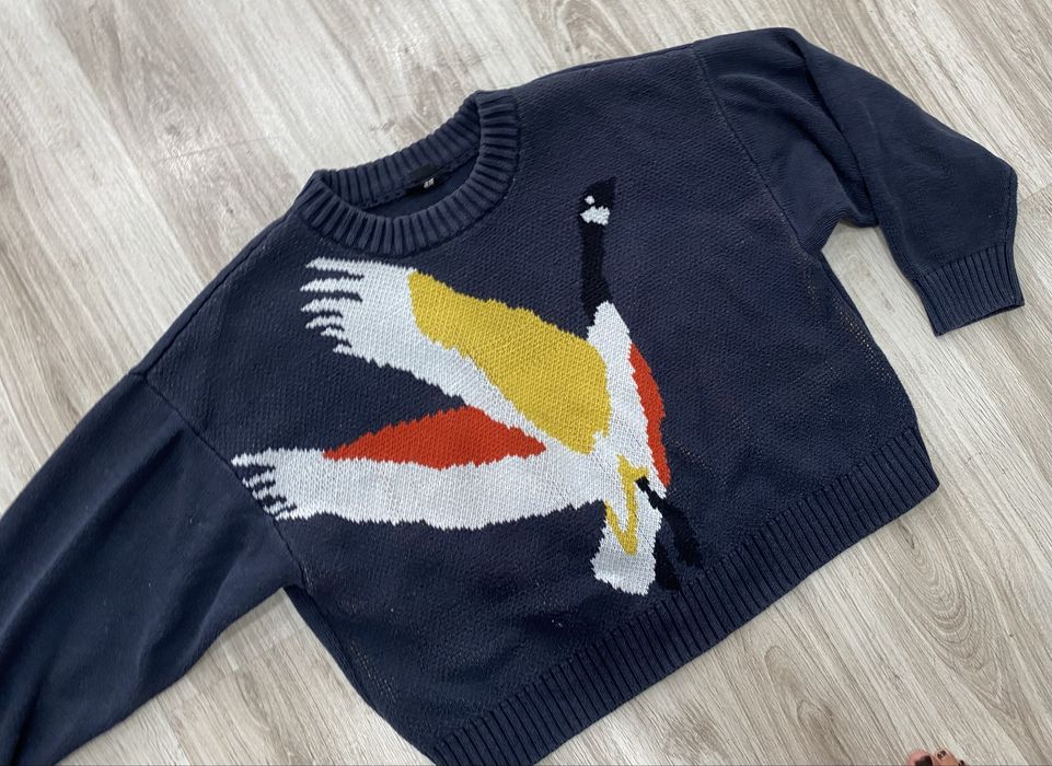 Granatowy krótki sweter żuraw H&M m-xl