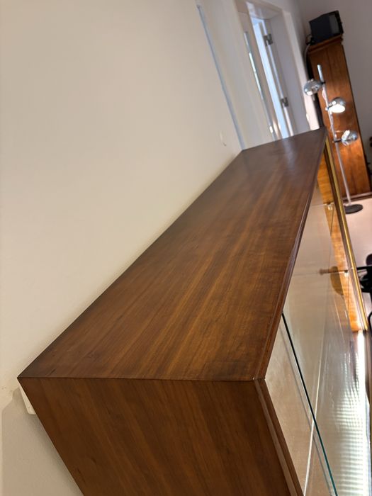 Cristaleira vitrine Vintage em Madeira e Vidro | Mid-Century