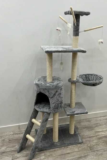 drapak dla kota domek NOWY drzewko legowisko szary stabilny