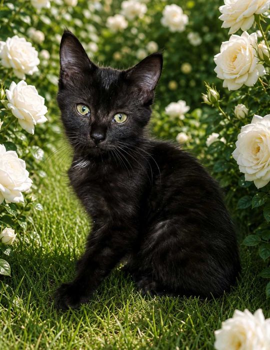 Отдам черного котенка, девочка, 2 месяца