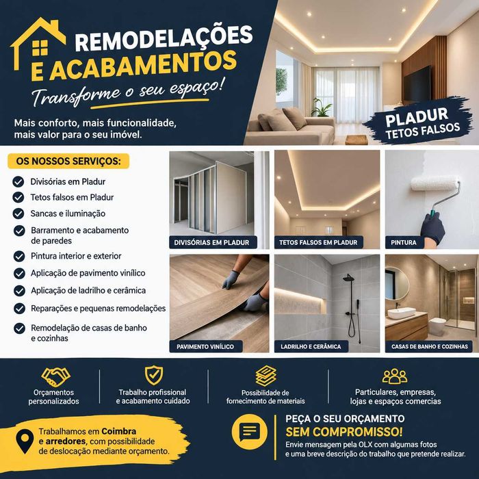 REMODELAÇÕES | PLADUR | PINTURA | PAVIMENTOS | LADRILHO