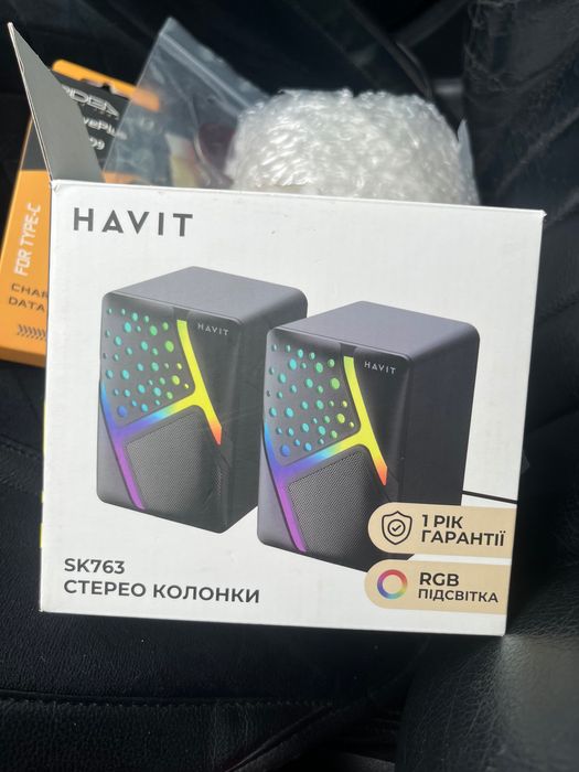 Колонки комп'ютерні портативні стерео HAVIT HV-SK763 RGB Чорні