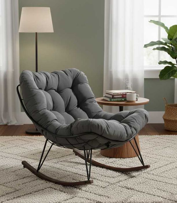 Bujana Huśtawka Bujany Fotel Na Ogród Taras Do Domu Szara Poduszka