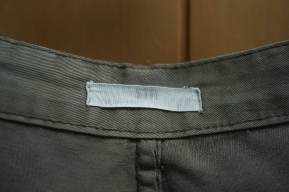 Stradivarius STR spodnie cargo bojówki wysoki stan militarne khaki