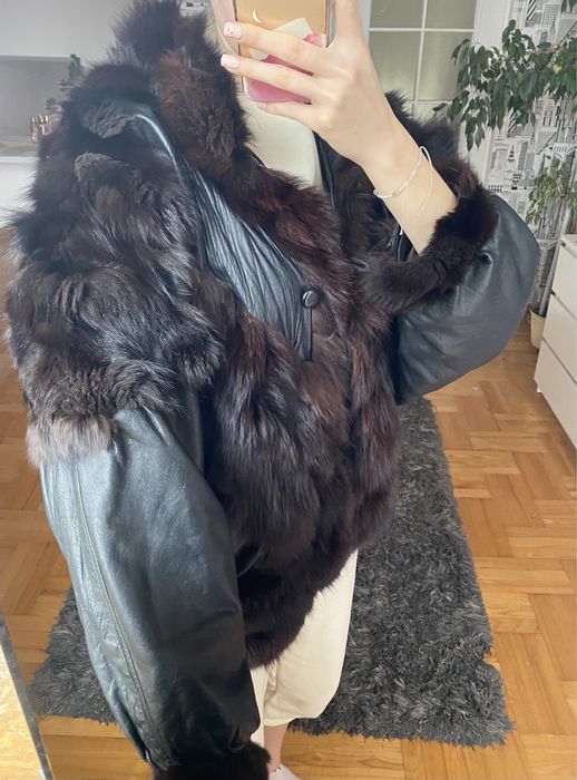 Kurtka skórzana z futrem z lisa