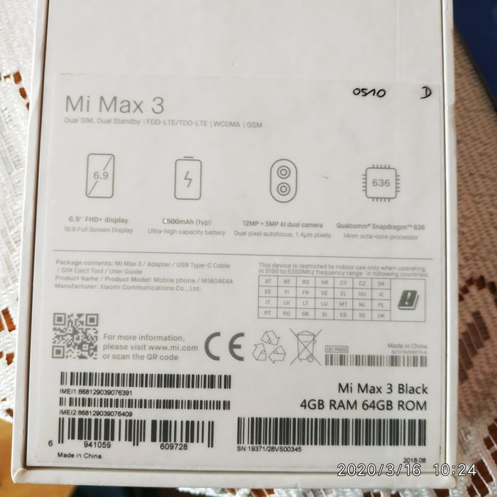 Xiaomi Mi Max 3 wersja 4/64, unikat!