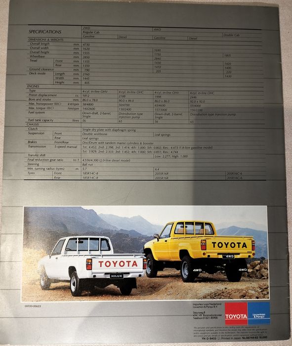 Revista Promocional Toyota Hilux 1985