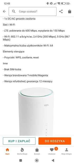 Router TCL LINKHUB LTE Cat13 Home Station