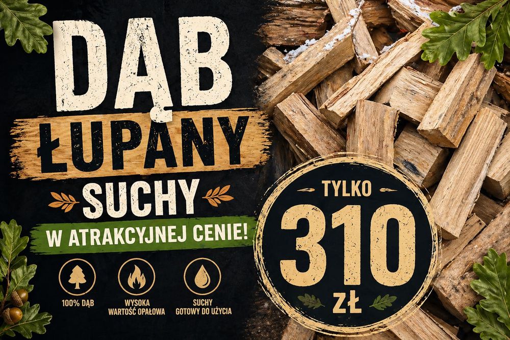 Drewno kominkowe opałowe SOSNA DĄB ZRZYNA transport gratis