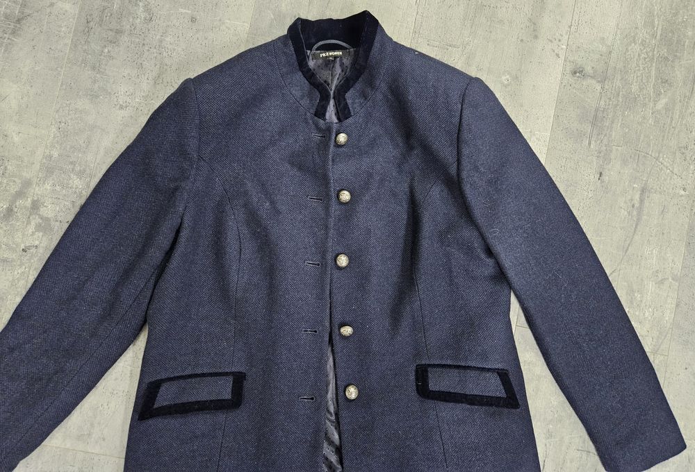 Granatowy wełniany płaszcz Coat L wełna