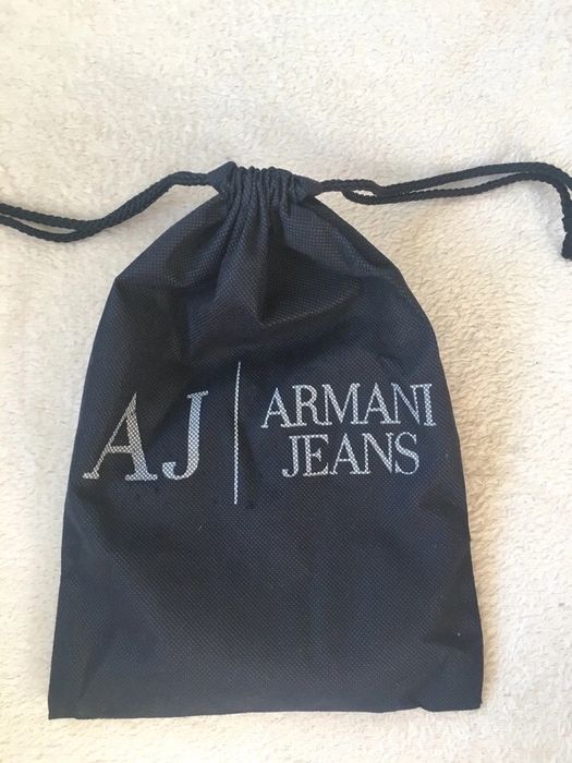 Armani Jeans pasek skórzany czarny skóra półmatowa