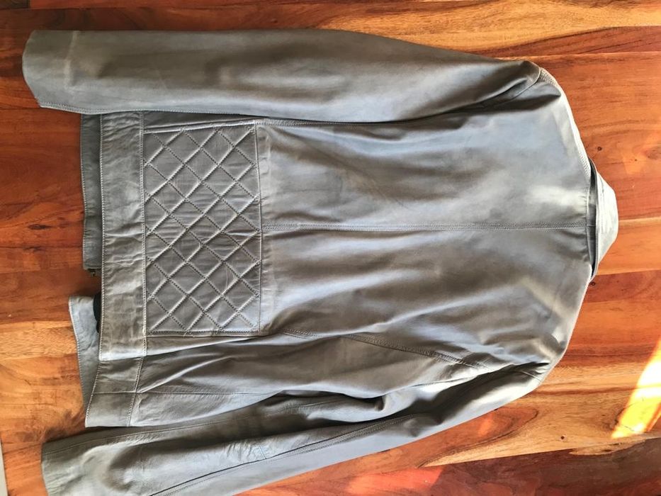 Kurtka skórzana szara skóra naturalna