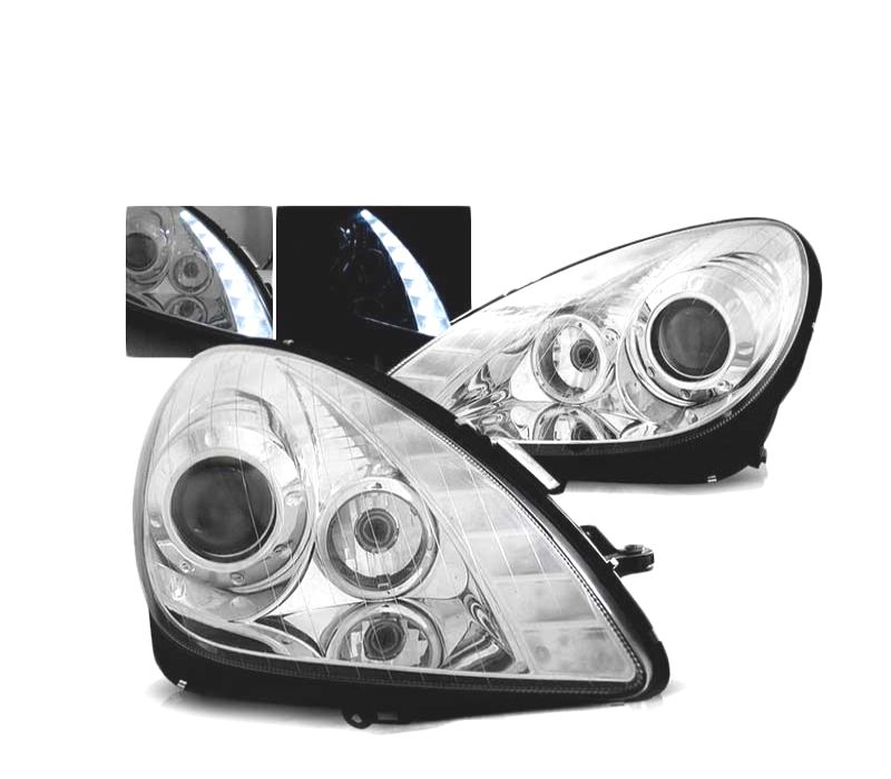 FARÓIS LED MERCEDES SLK R171 04-11 CHROME CROMADO