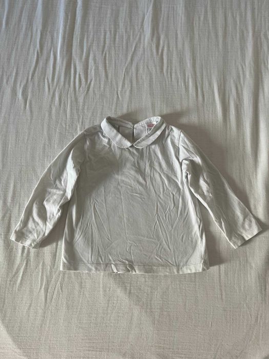 Camisola Zara branca com gola bebé, 12-18 meses