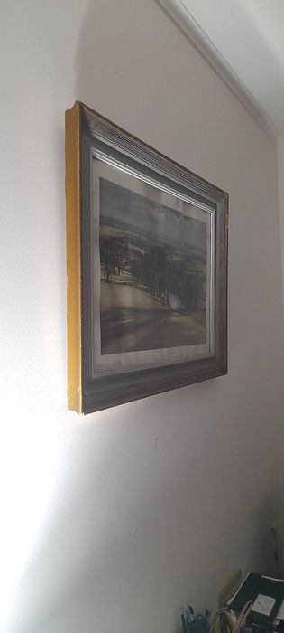 Moldura antiga madeira c/ vidro