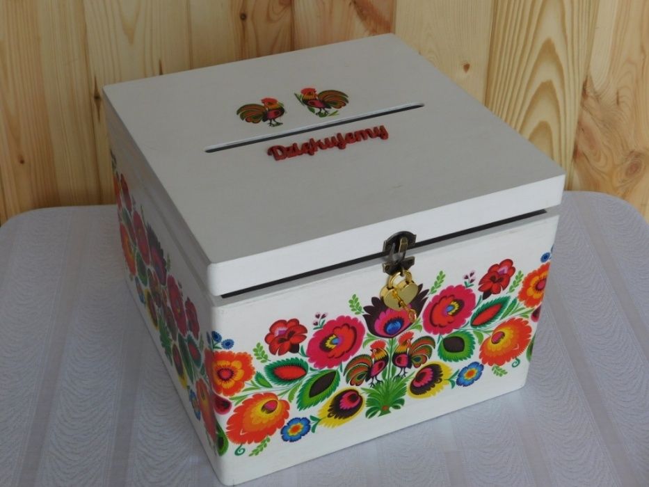 pudełko skrzynka na koperty- decoupage