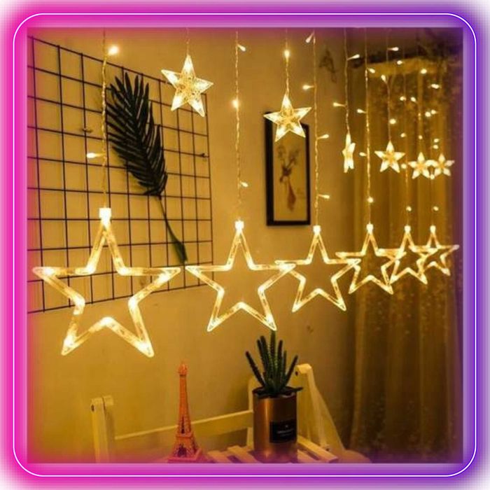 Kurtyna świetlna LED lampki świąteczne gwiazdy girlanda ciepła biel