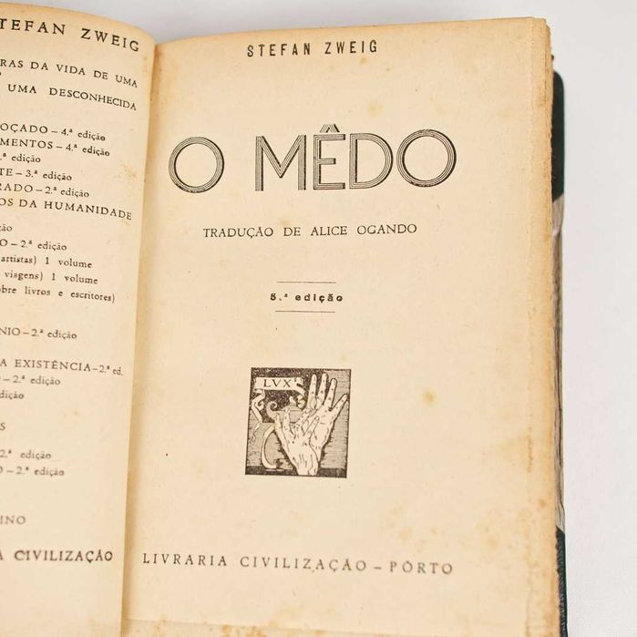 Livro "O Mêdo" - Stefan Zweig