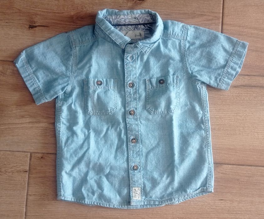 Koszula jeansowa z krótkim rękawem H&M rozmiar 86
