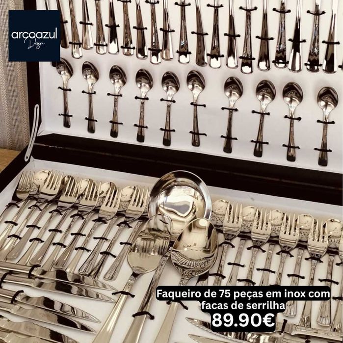 Faqueiro de 48 Peças de Inox Riga By Arcoazul