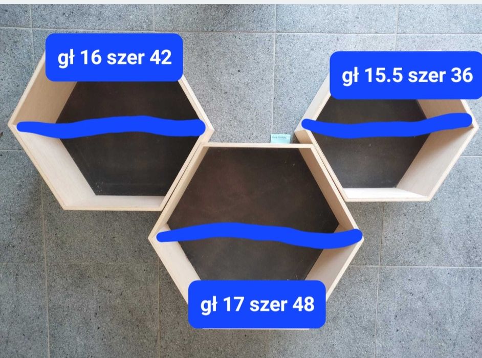 Little Nice Things – zestaw 3 półek hexagon czarno-brązowych