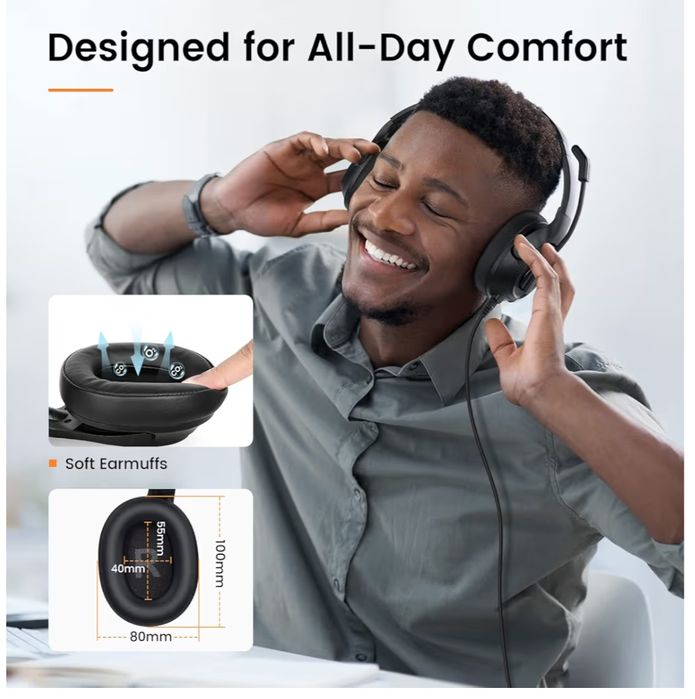 Headset Auriculares USB com Microfone e Cancelamento de Ruído