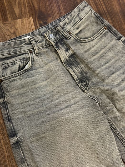женские джинсы zara wide leg 34р серые