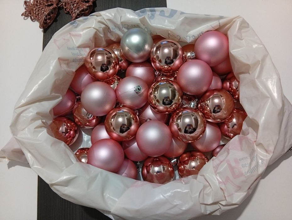 Enfeites de natal tons de rosa