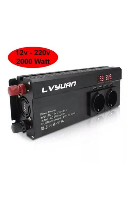 Інвертор 12V-220 "LVYUAN 2000W"  4USB,