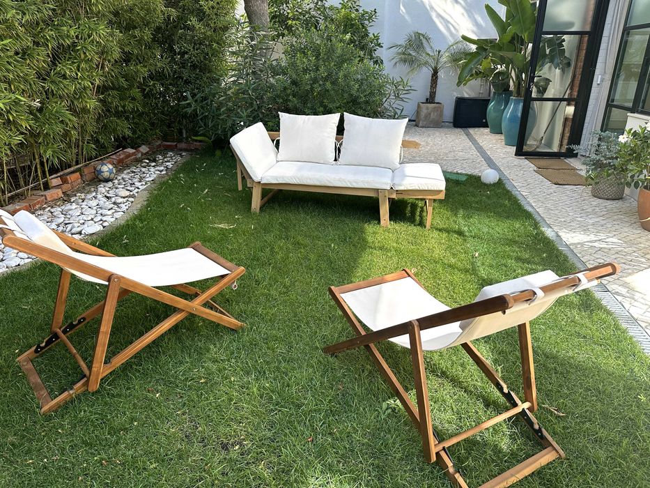 Conjunto de 2 espreguiçadeiras de jardim em madeira - Set of 2 wooden garden loungers