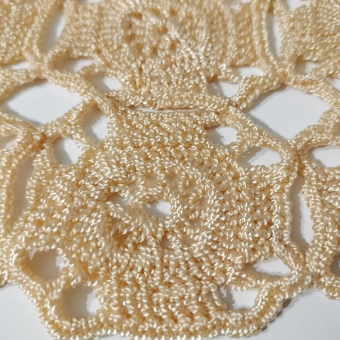 Serweta, bieżnik prostokątny, beżowy, 90/35, szydełkowa