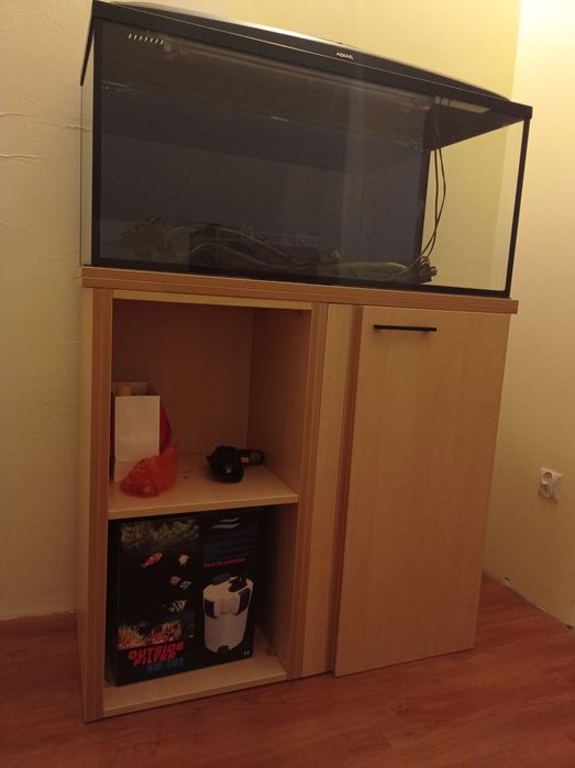 Akwarium 180 l , pokrywa z ledem, filtr, szafka
