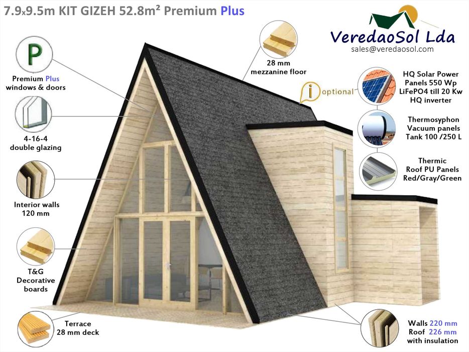 Casa Madeira KIT GIZEH 52.8 m² Pré-fabricada - Preço imbatível
