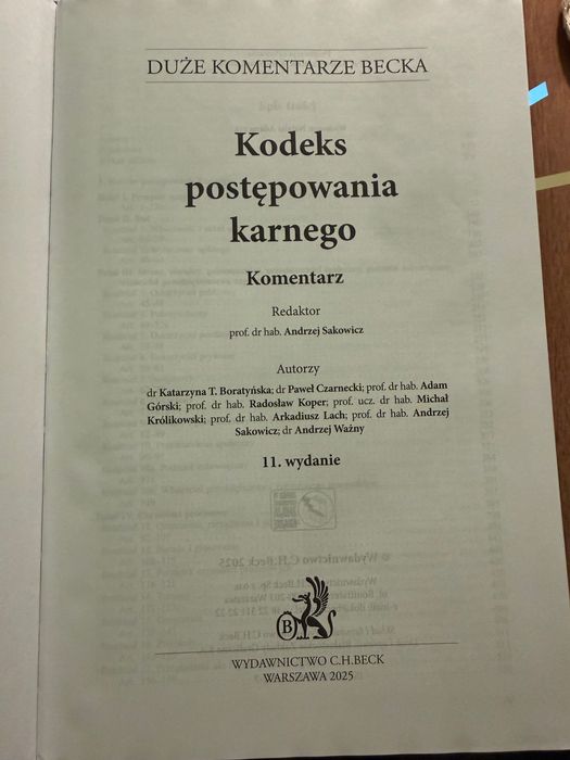 Komentarz do KK i KPK Stefański Sakowicz 2025 C.H.Beck