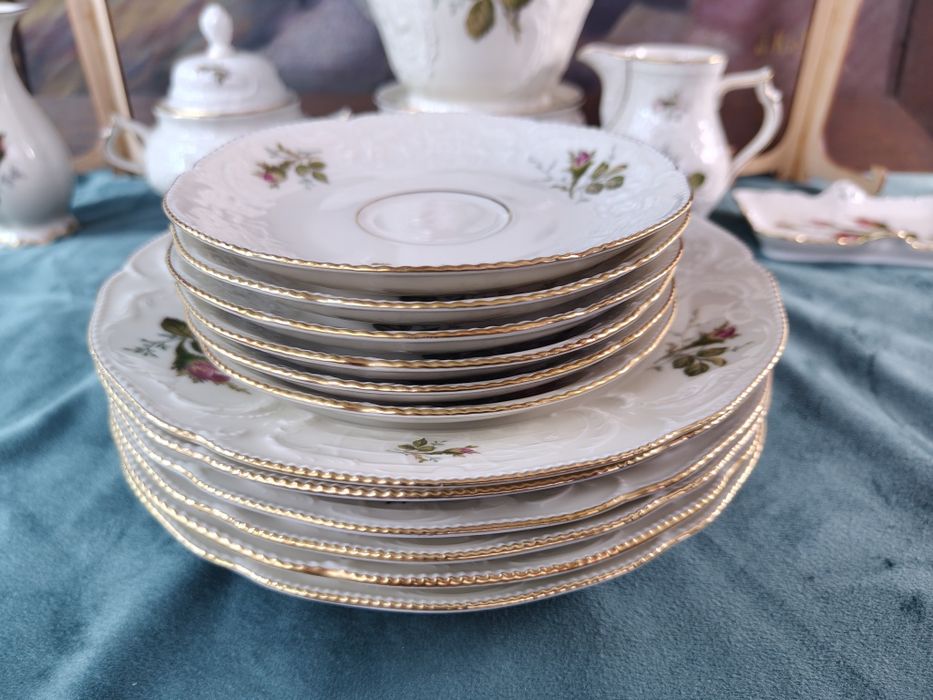 ROSENTHAL SANSSOUCI Moosrose ecru- Serwis kawowy dla 6 osób.