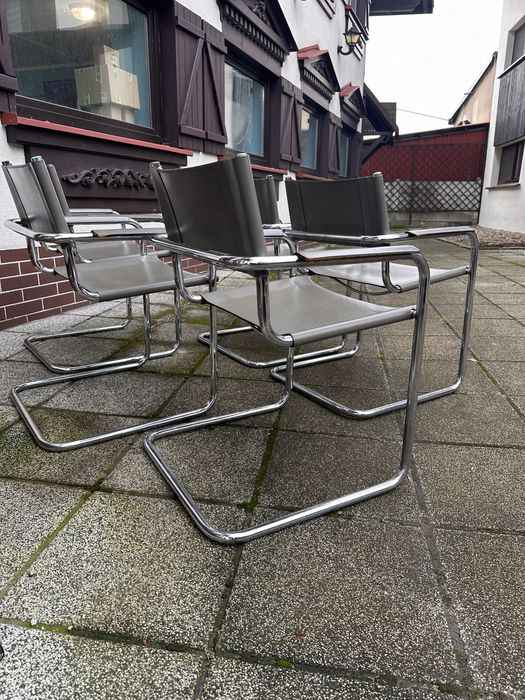 *rezerwacja*Bauhaus krzeslo Mart Stam S34 skóra ciepły szary