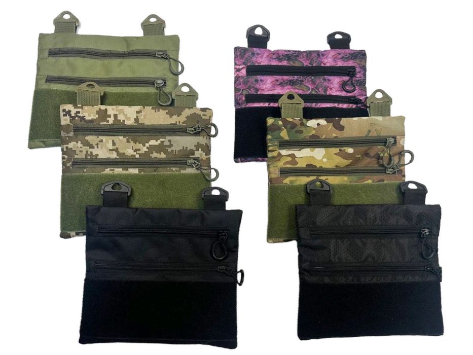 Сумка через плече 27*23см, під патчі чорна мультикам піксель олива