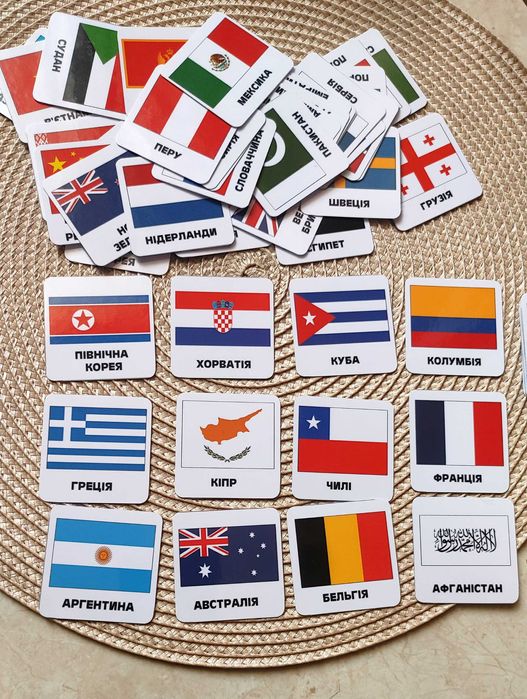 Гра меморі Прапори, картки Прапори світу