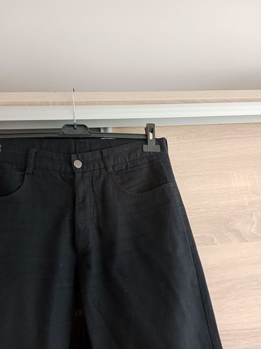 Eleganckie czarne spodnie męskie garniturowe M