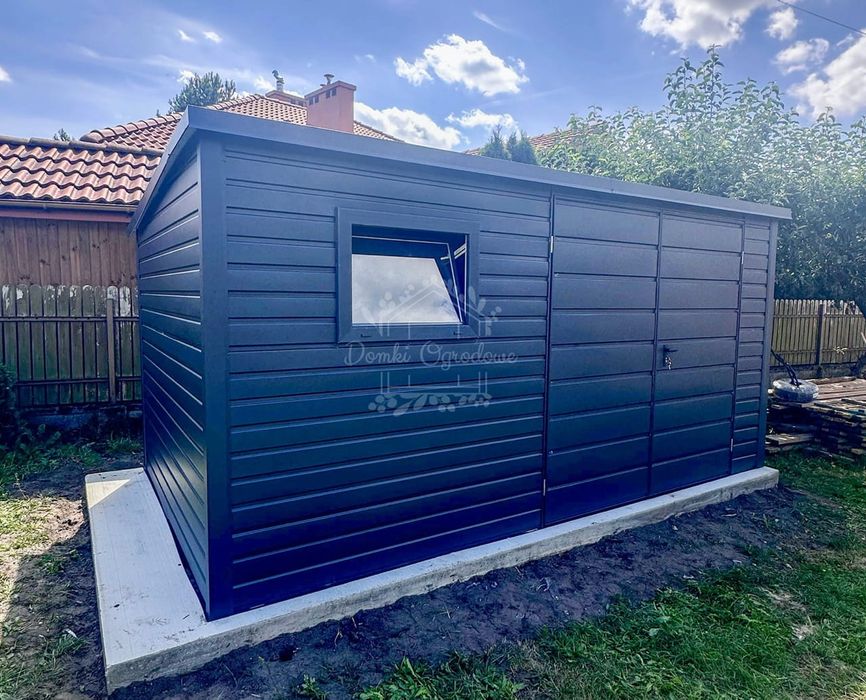 Schowek - domek ogrodowy 4,5x2m  brama dwuskrzydłowa -antracyt ID1075