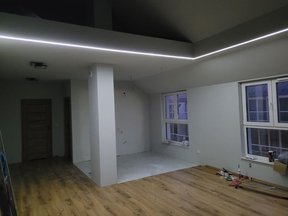 Wykończenia wnętrz, gładzie metodą natryskową, remonty