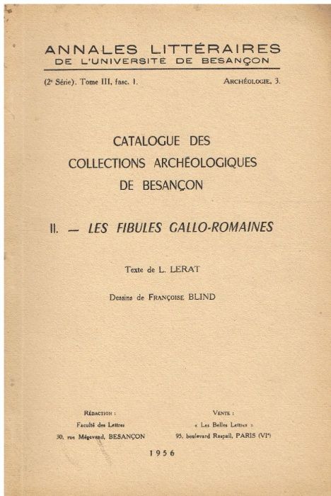 5296 Catalogue des collections archéologiques de Besançon II - Les f