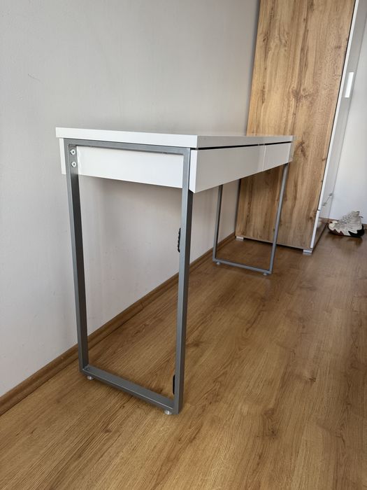 Biurko z szufladami białe wysoki połysk 120cm