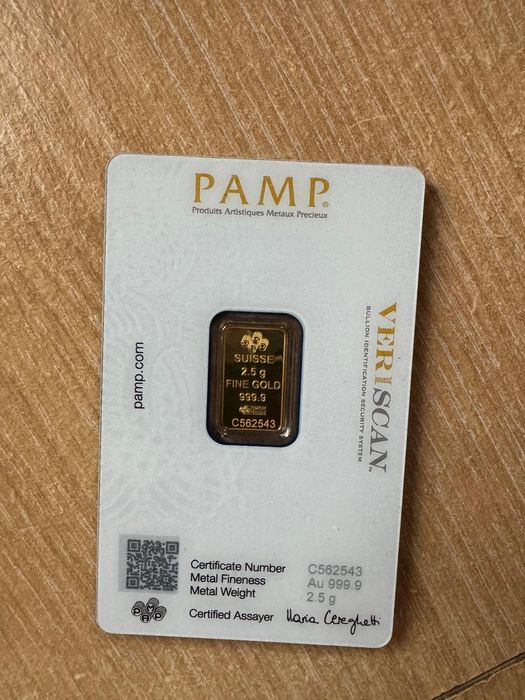 Barra de ouro selada e certificada